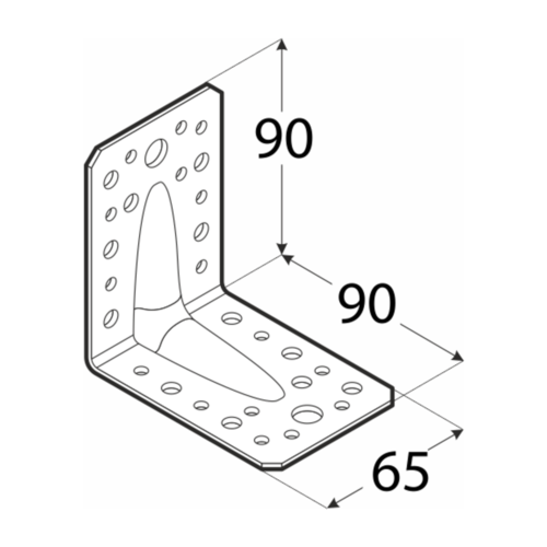 KPL 1 Kątownik z przetłoczeniem 90x90x65x2,0 - 10szt