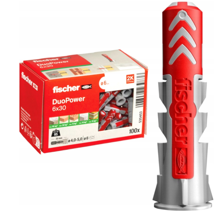 FISCHER DUOPOWER 6x30 KOŁKI ROZPOROWE  100szt