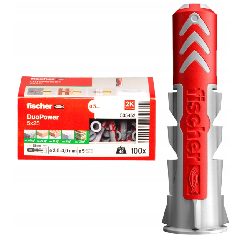 FISCHER DUOPOWER 5x25 KOŁKI ROZPOROWE 100szt