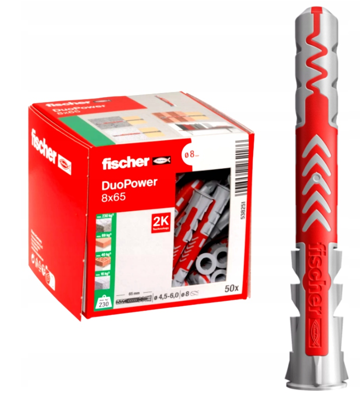 FISCHER DUOPOWER 8x65 KOŁKI ROZPOROWE  50szt