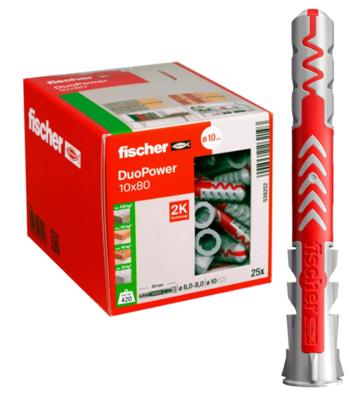 FISCHER DUOPOWER 10x80 KOŁKI ROZPOROWE  25szt