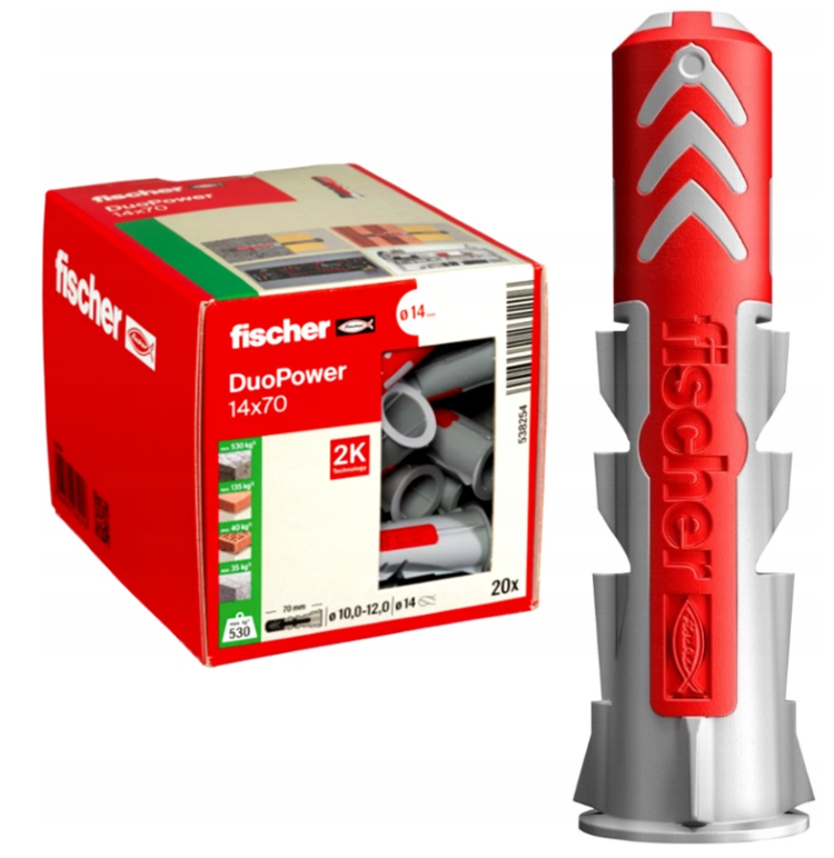 FISCHER DUOPOWER 14x70 KOŁKI ROZPOROWE  20szt