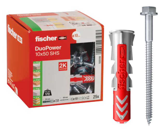 KOŁKI FISCHER DUOPOWER 10x50 S KOŁEK Z WKRĘTEM 25szt